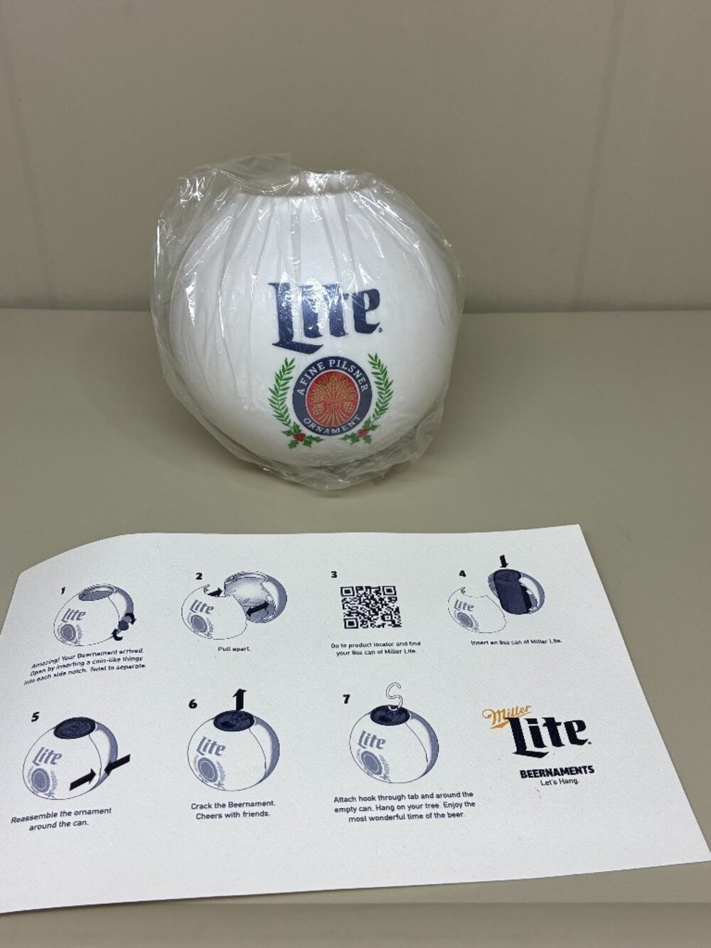 Miller Lite Beernament Christmas Ornament Beer Can Holder - NEW